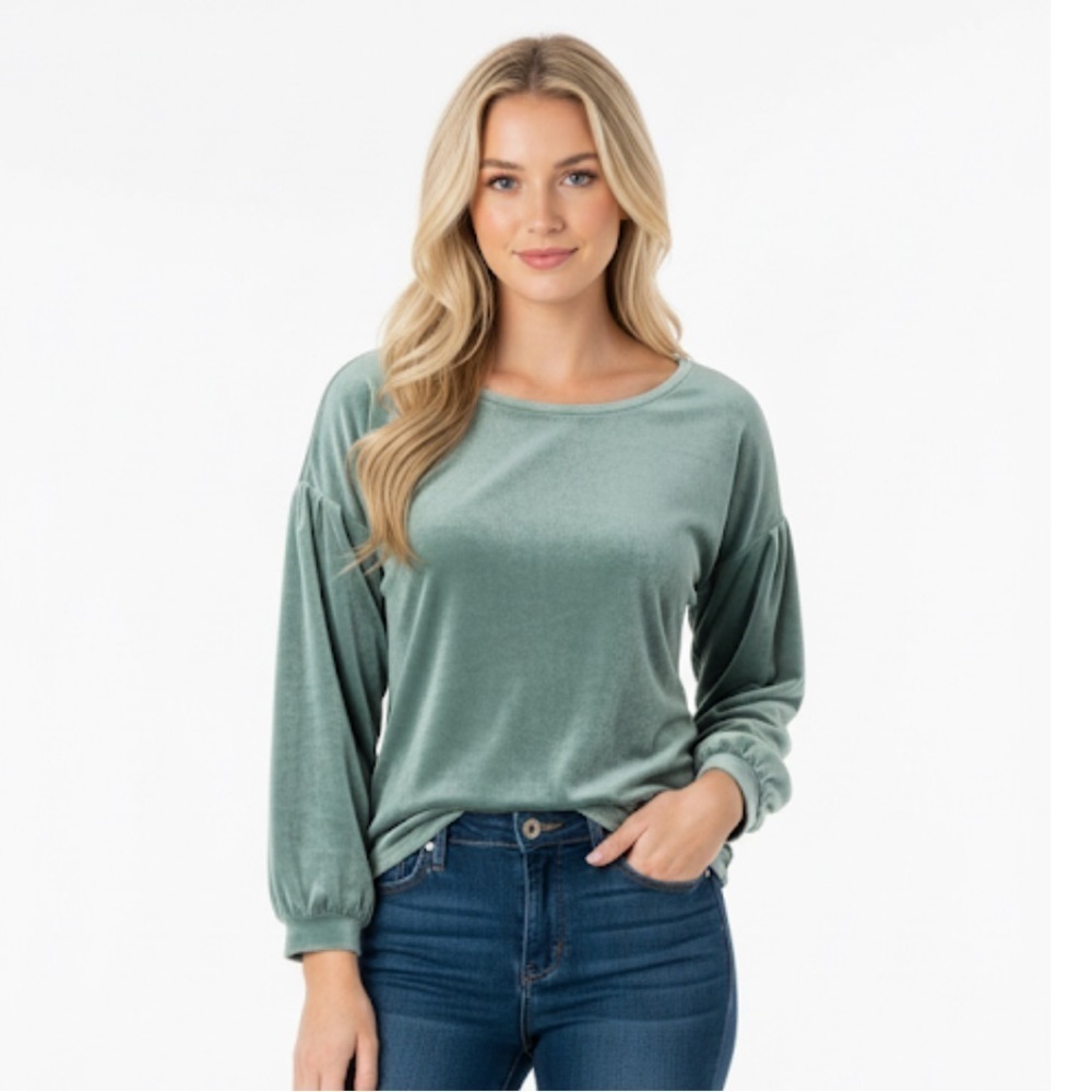 OLD NAVY velvet green top size medium